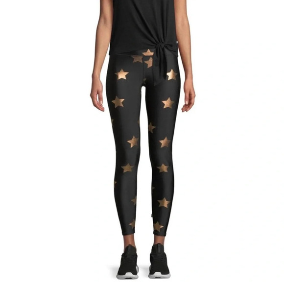 Terez Black Tonal Star Foil with Tall Band Uplift Leggings - Picture 1 of 6